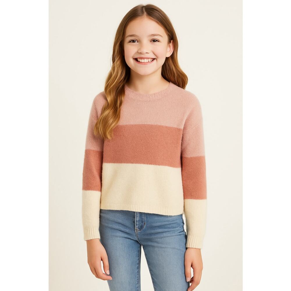 Soft Colorblock Blush Cream Knit Sweater Pink Republic Small